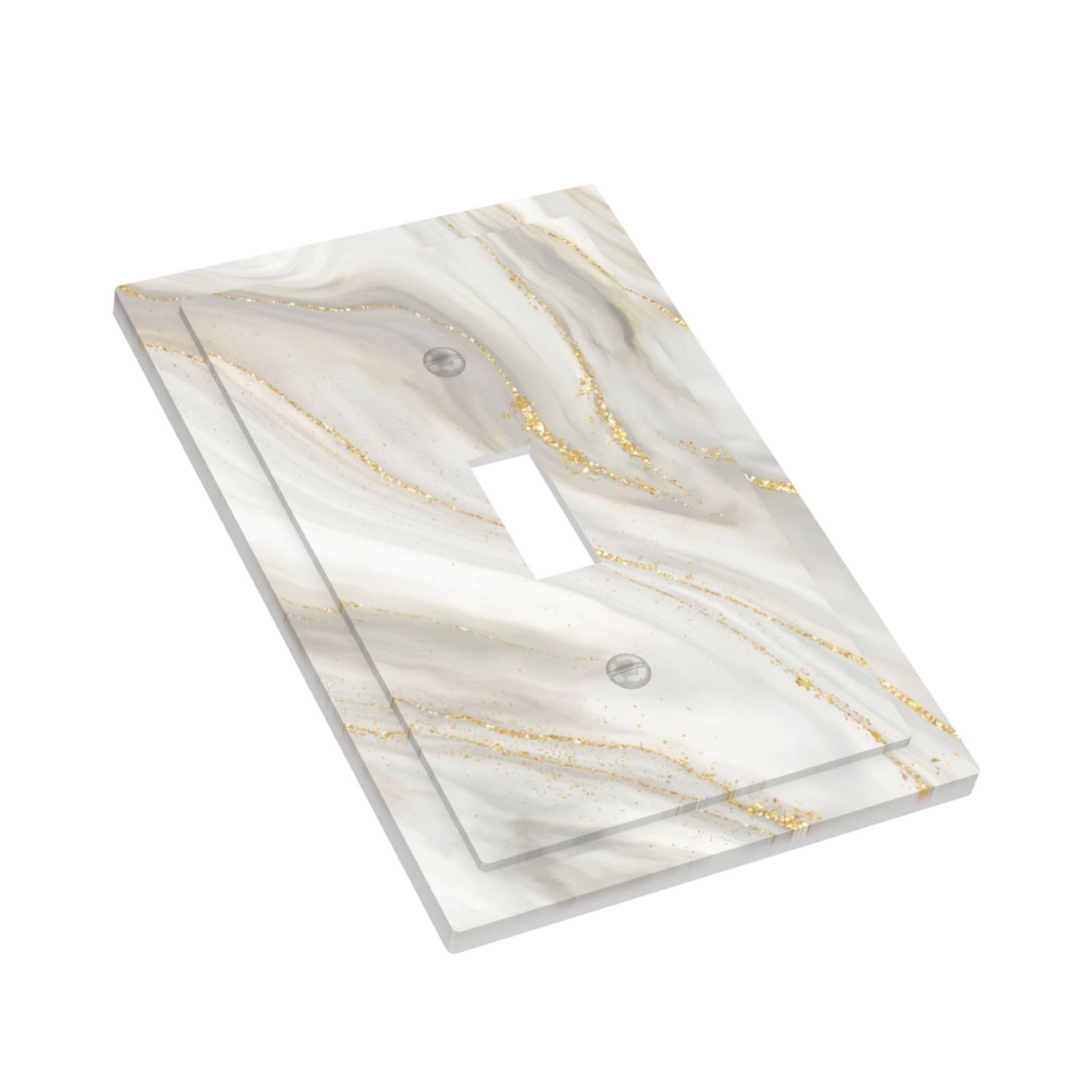 CKHTER White Gray Gold Marble 1 Gang Single 1 Toggle, marble