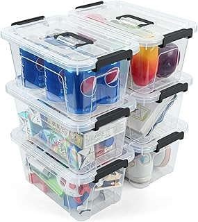 NUMIFUN 7Qt Plastic Storage Bins with Lids,6 Pack | Stackable organizing totes w