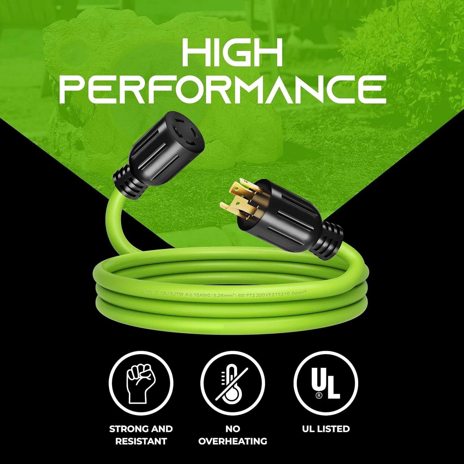 40ft Generator Extension Cord – 30 Amp, 4-Prong, 120/250-Volt, 7500W, Weather…