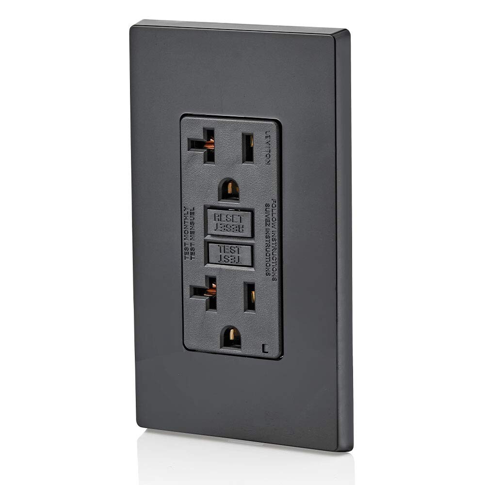 20AMP GFCI Outlet Wall Receptacle non-Tamper Resistant Black GFI