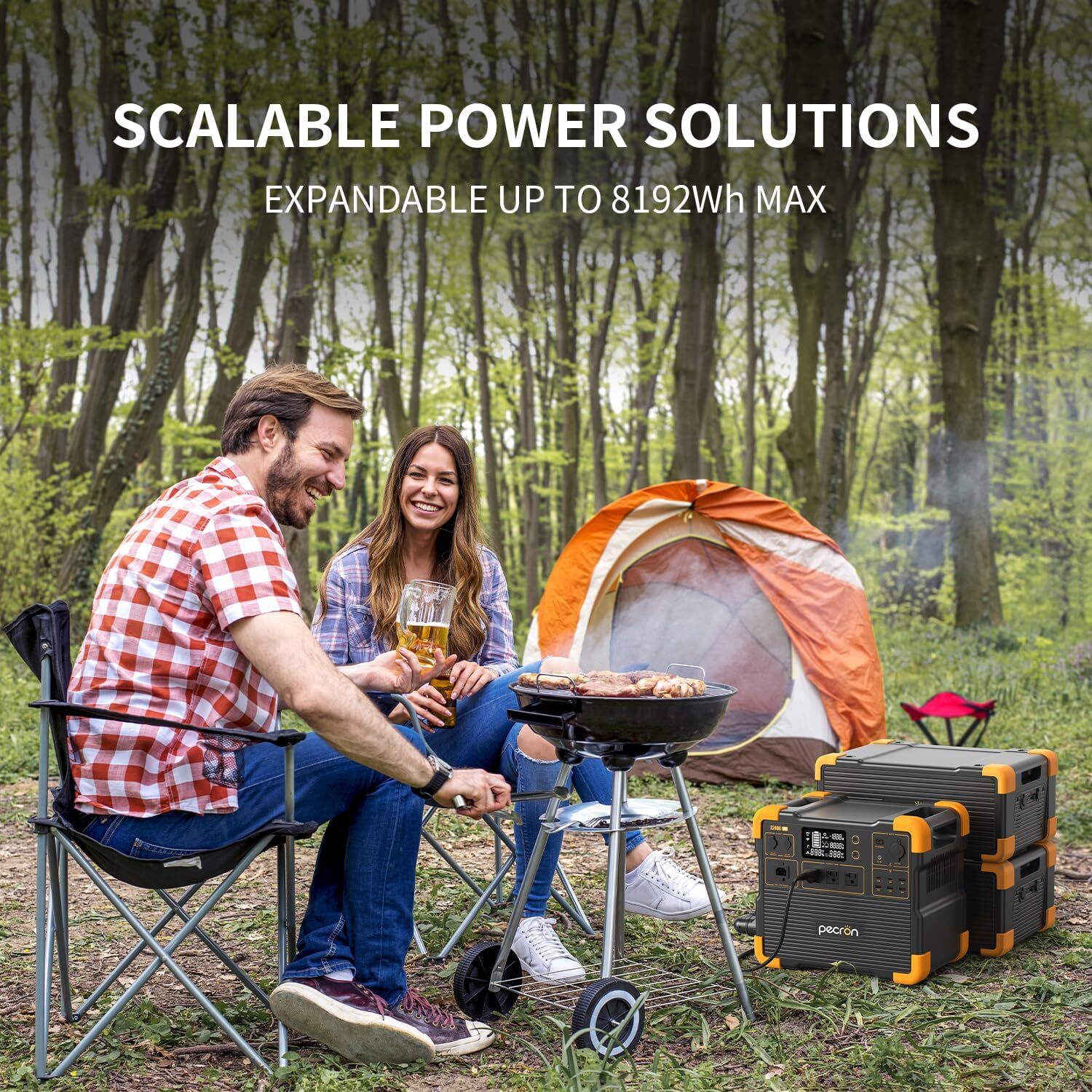 pecron E2400LFP 2048Wh Portable Power Station with 3072Wh Extra Battery Backup