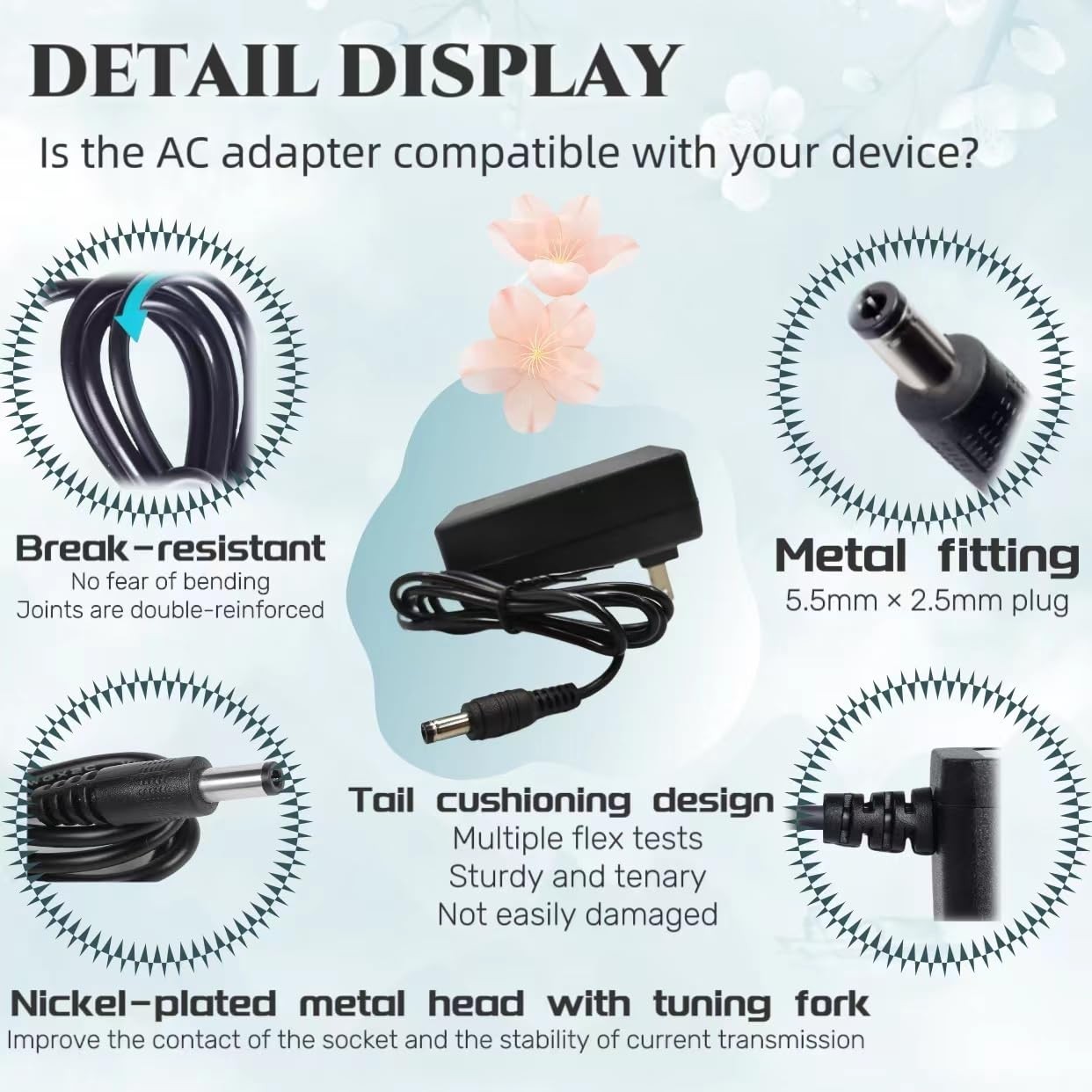 15V 2A Power Supply Charger Cable (Input AC 100V-240V, Output DC 15 Volt 2…