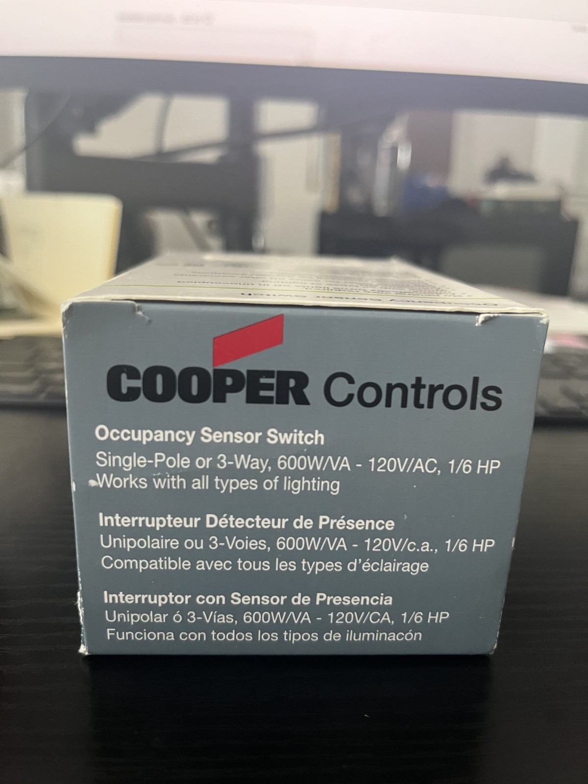 Cooper Black PIR Occupancy Sensor Switch 120VAC Auto/Manual OSW-P-0801-120-B