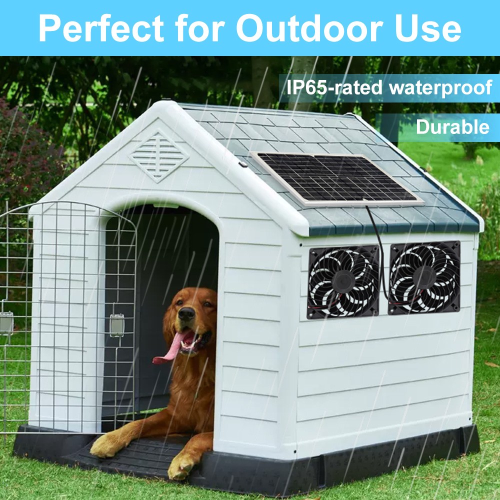 Solar Powered Fan 30W Waterproof Solar Panel Dual Exhaust Fan for Chicken Coop