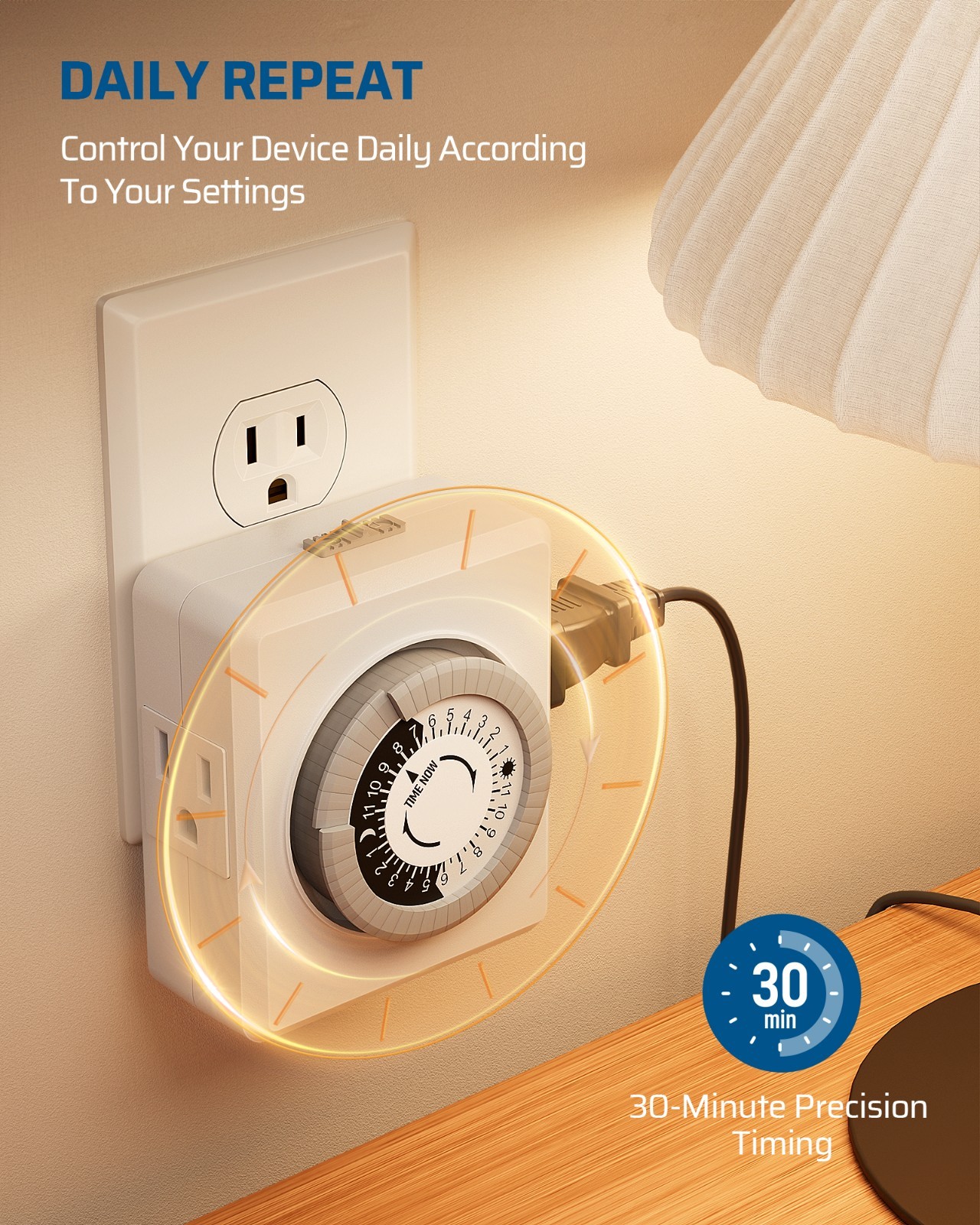 DEWENWILS 2x Plug-in Timer Outlets, 15A/125V, ETL Listed, Energy Saver