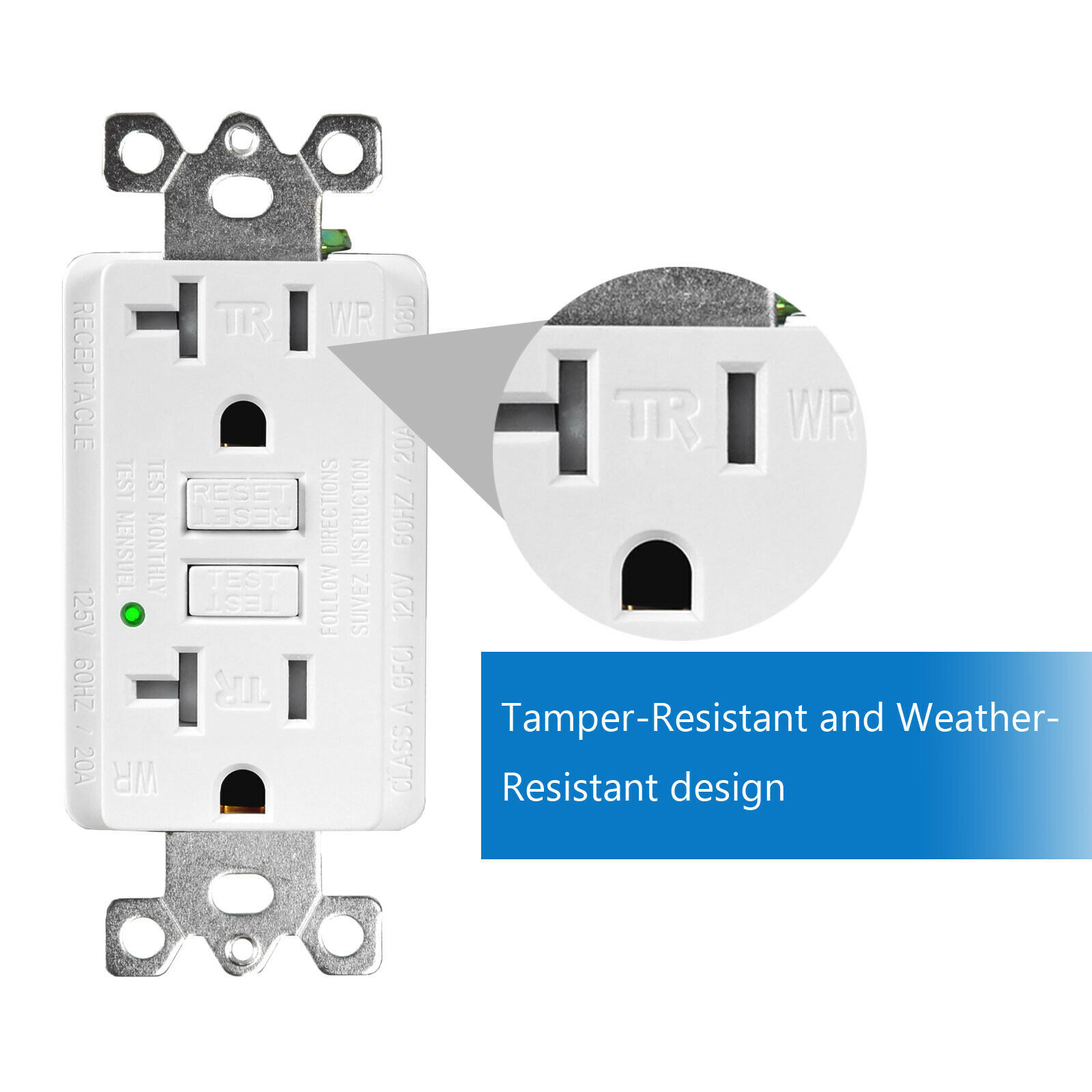 50Pack 15Amp GFCI Outlets Tamper Weather Resistant TR WR Receptacles With Plate