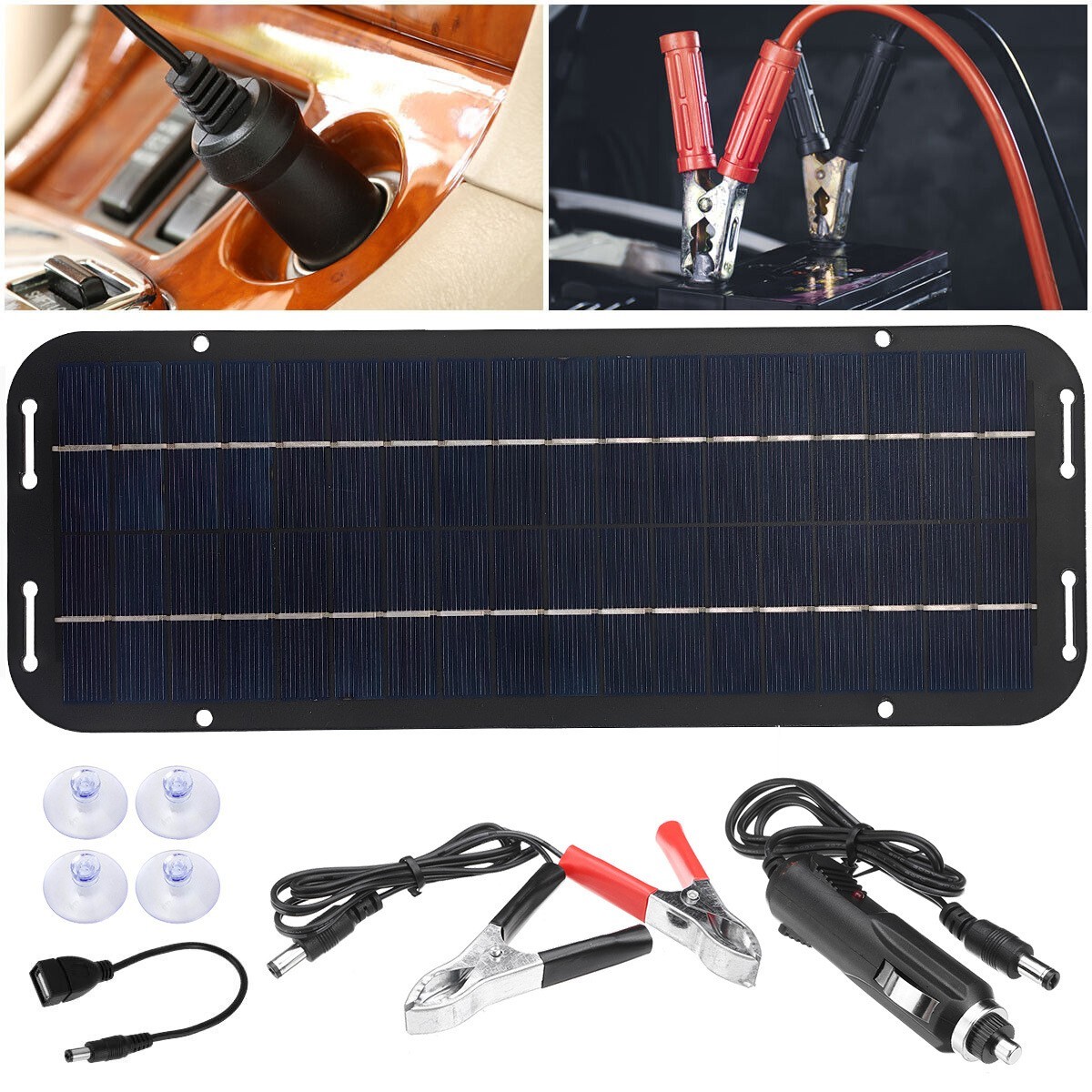 30W Solar Panel 12V Trickle Charger Battery Charger Kit Maintainer Boat Car RV