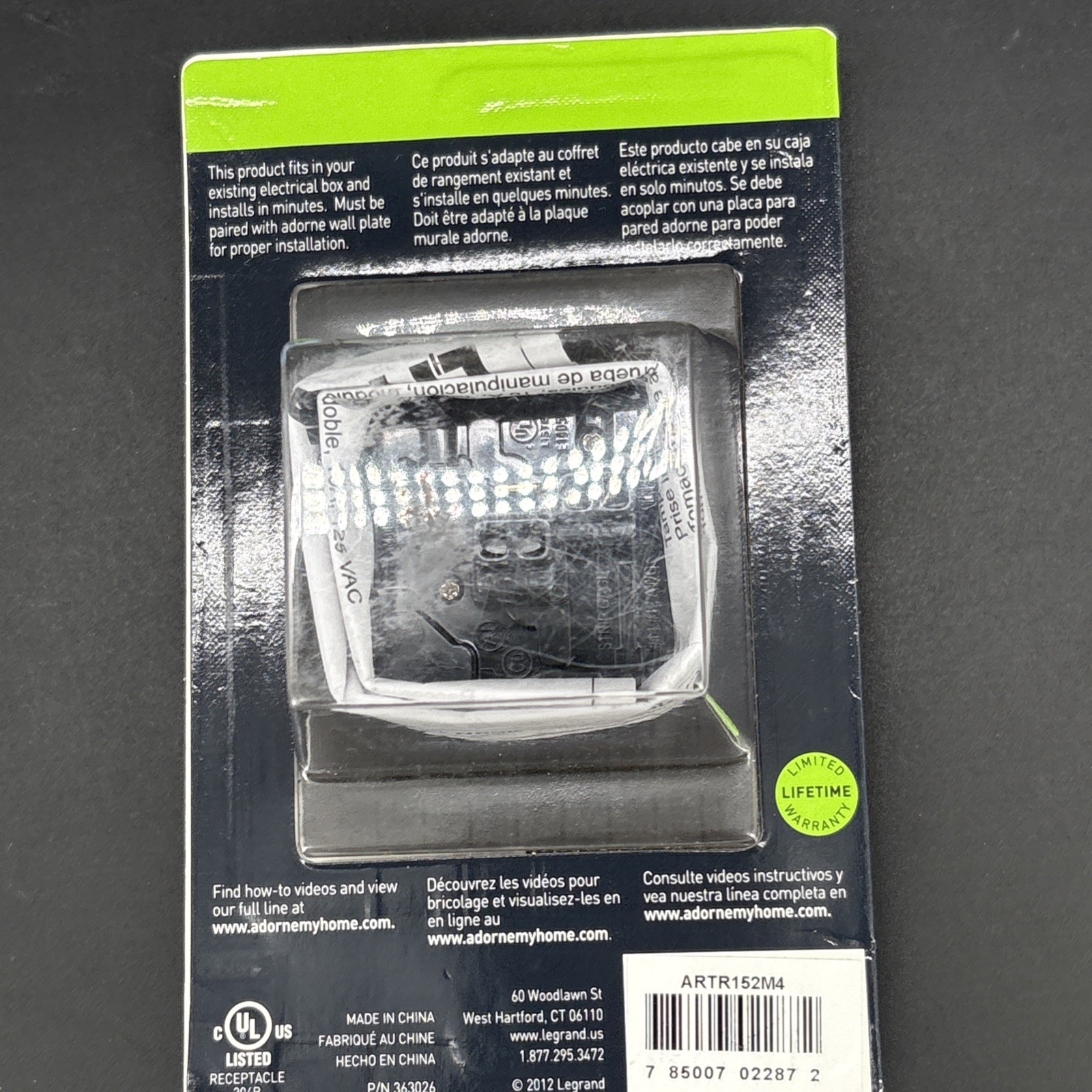 Lot Of 5 – Legrand Adorne 15A Tamper-Resistant Outlet Magnesium Finish ARTR152M4