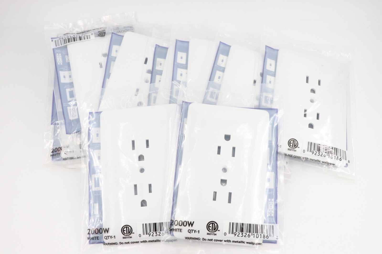 LOT OF 10 TAYMAC 2000W MASQUE 1-GANG DECORATOR DUPLEX WALLPLATE, WHITE FINISH