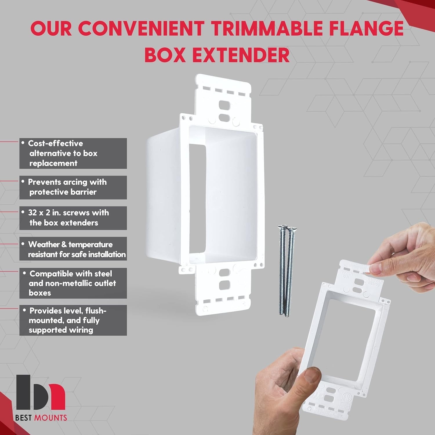 – 2 Pack Electrical Power Outlet Box Extender Kit – Single Gang Box Extender …