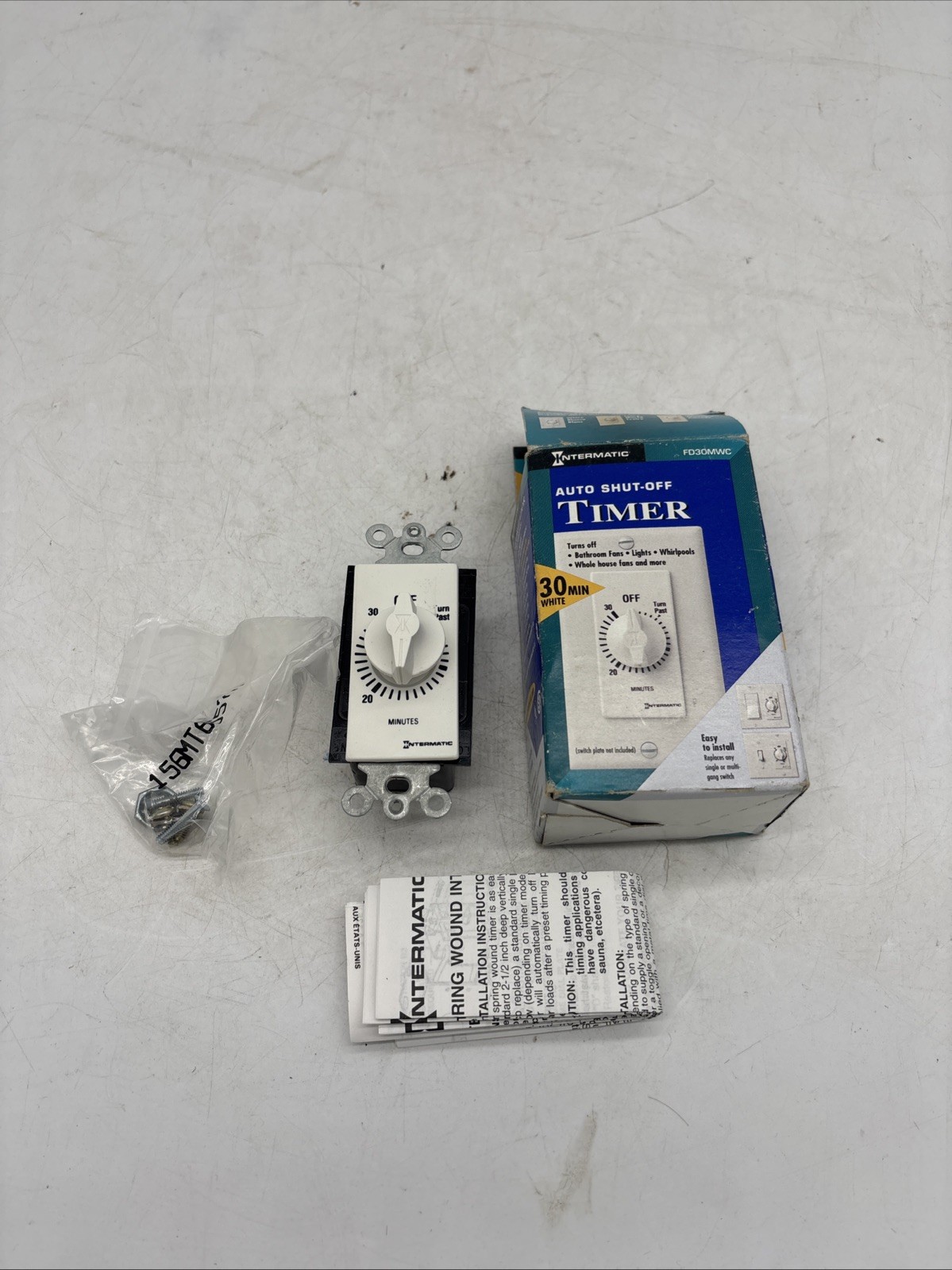 Intermatic FD30MWC 30-Minute Auto Shut-Off Timer Switch White SPST Energy Saver