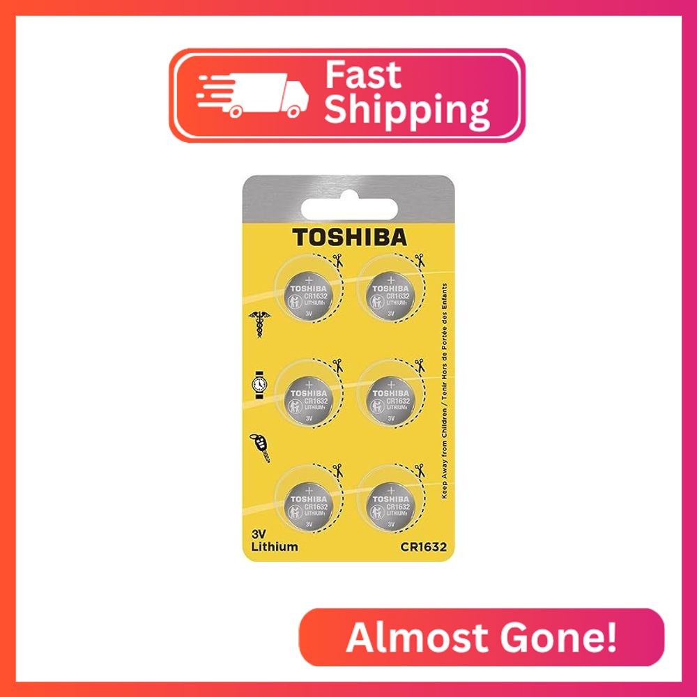 Toshiba CR1632 3V Lithium Coin Cell Child Resistant Blister Package (6 Batteries