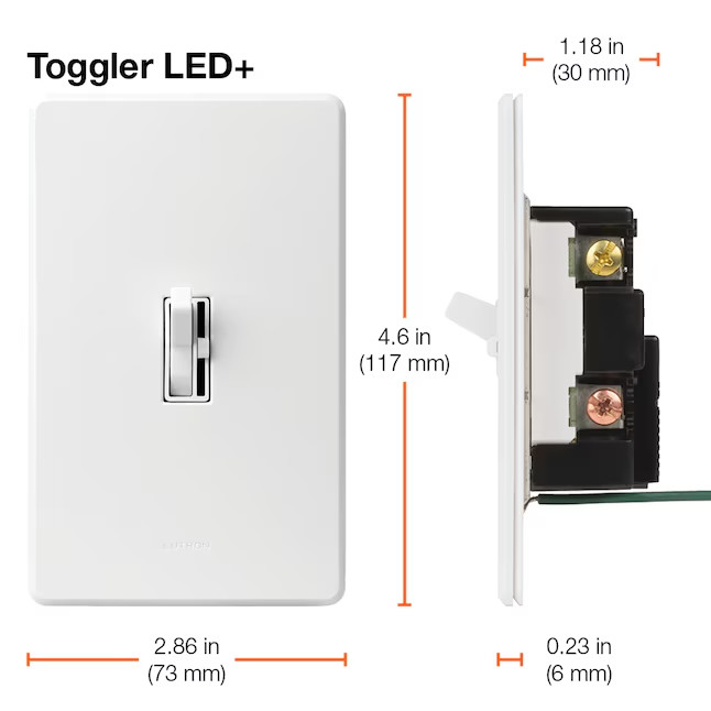 Lutron Toggler 150W LED Dimmer Switch Single-Pole 3-Way White TGCL-153P 3 PACK