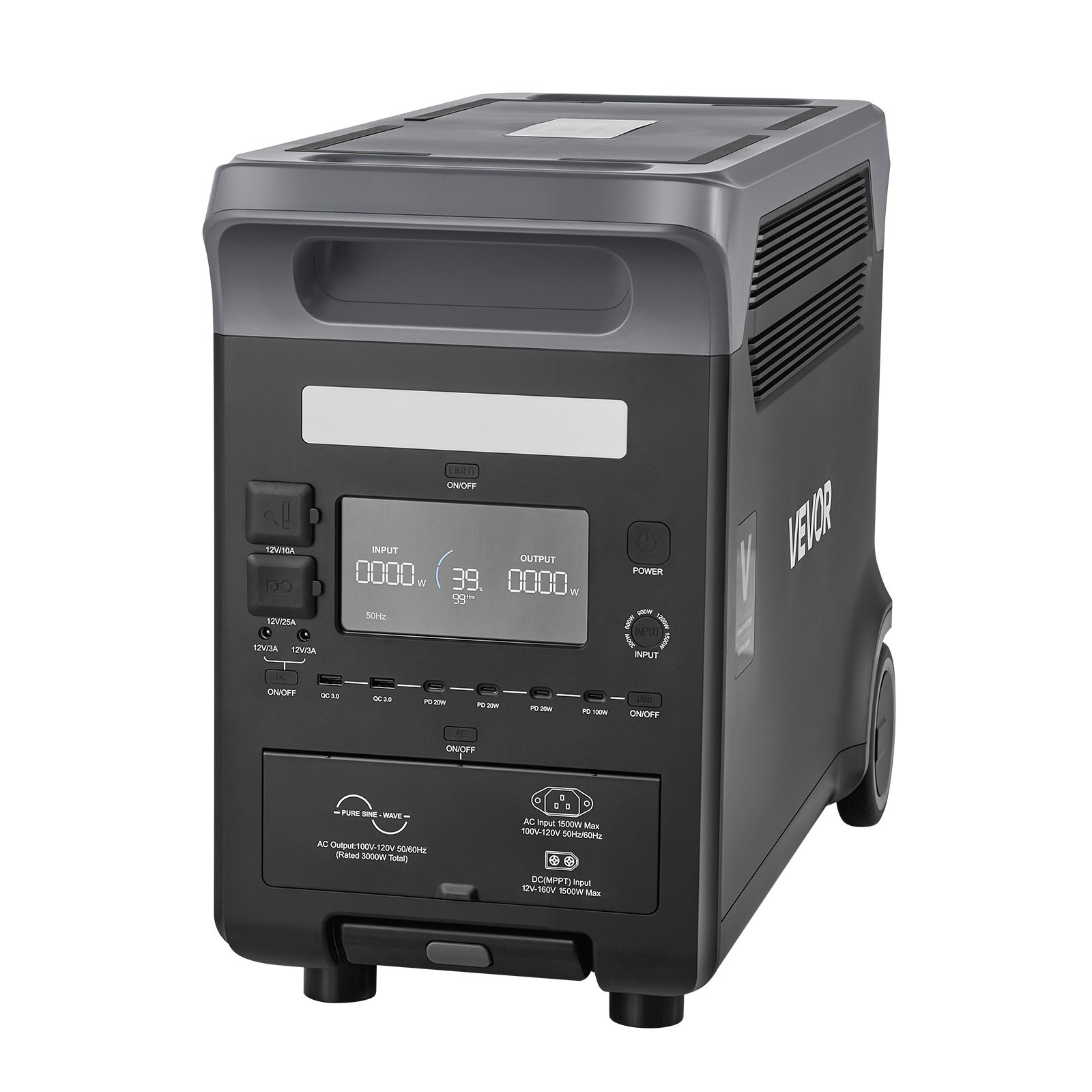 3000W Portable Power Station 3072Wh LiFePO4 Solar Generator Backup 15 Ports