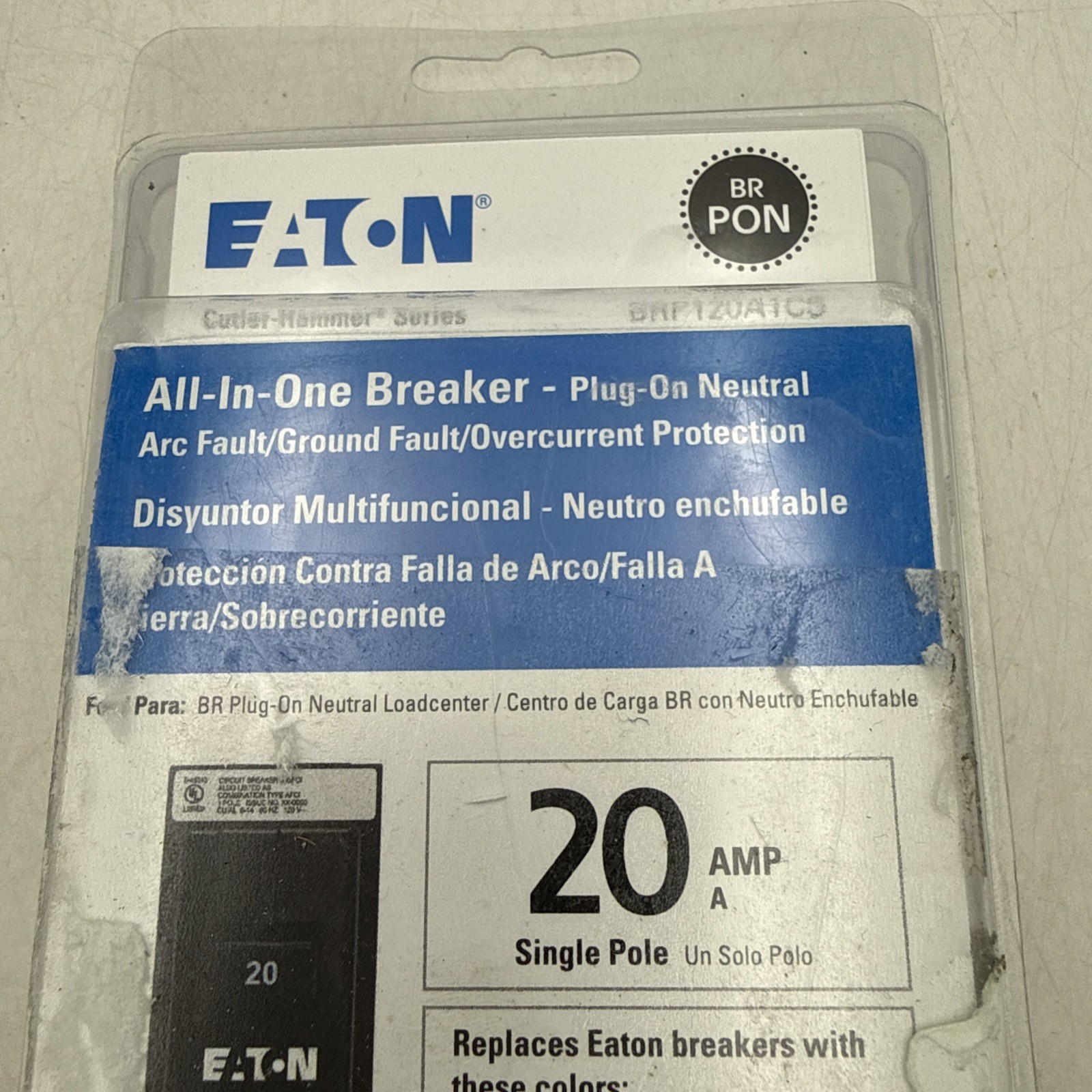 EATON BRP120A1CS CIRCUIT BREAKER AFCI GFCI 20 AMP 1-POLE Brand NEW IN PACKAGING