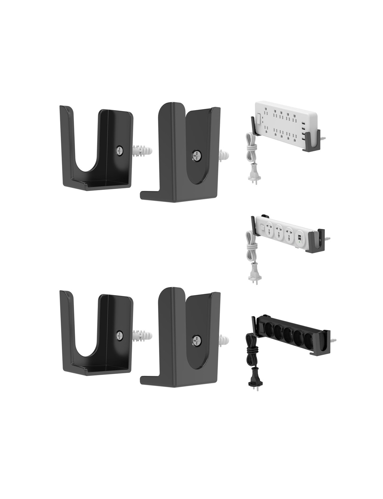 Power Strip Holder, 2 Set Power Strip Wall Mount, Punch Socket Holder Fit for…