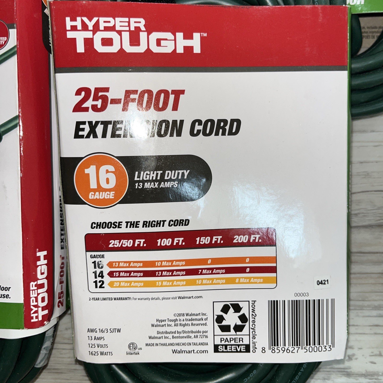 5 Lot Hyper Tough 25FT 16AWG 3 Prong Green Triple Outlet Outdoor Extension Cord