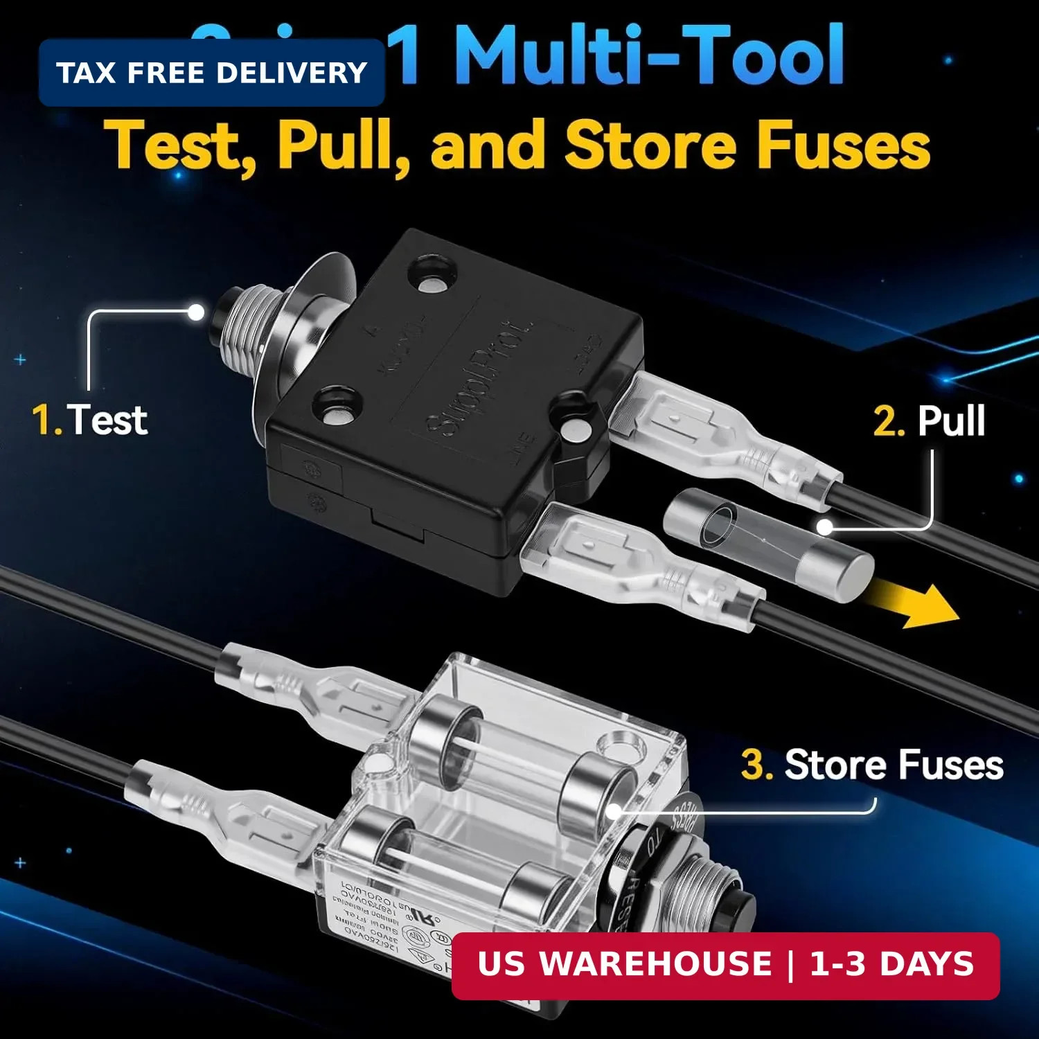 3 AMP 5 AMP Resettable Fuse Circuit Tester Kit (2-Pack), UL Listed Manual Reset