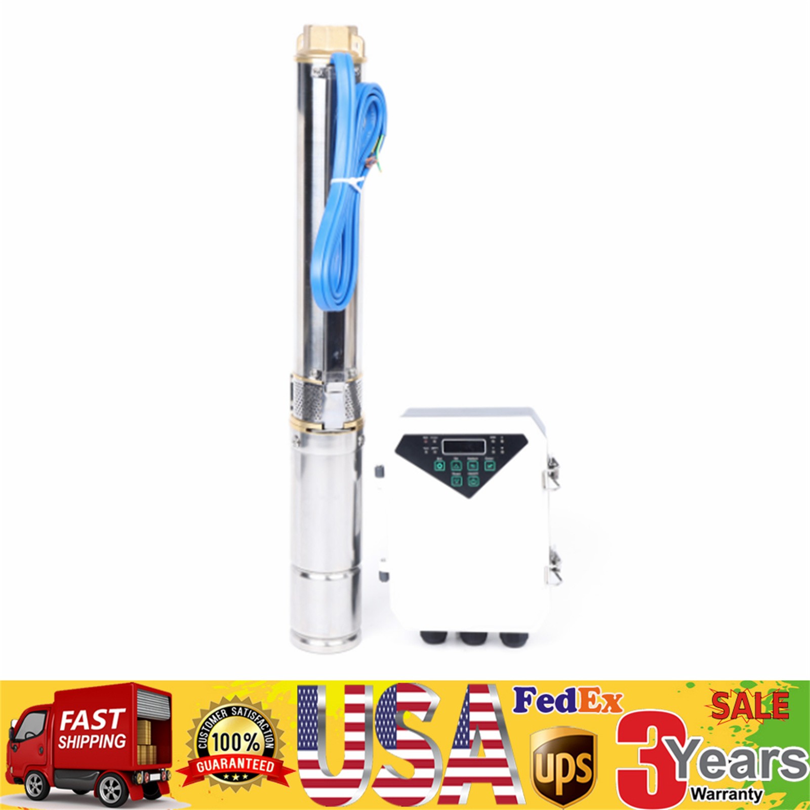 3″ DC 48V Solar Water Pump Submersible Deep Bore Well Pump & MPPT Controller