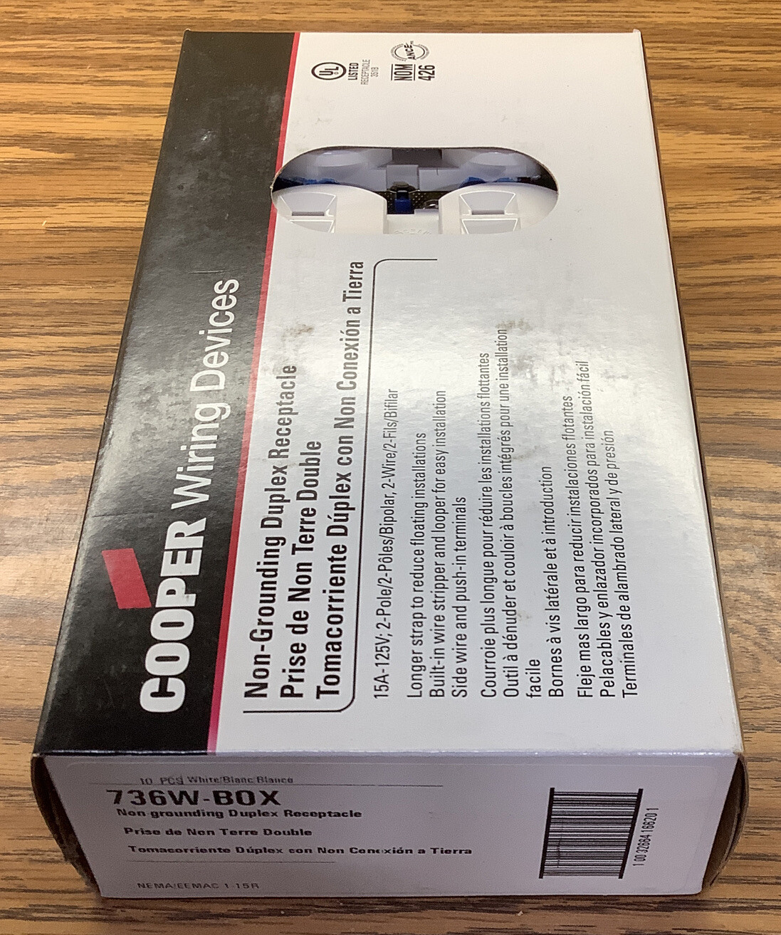(10) New Cooper Wiring Devices 736W-BOX 15A 125V Non-grounding Duplex Receptacle