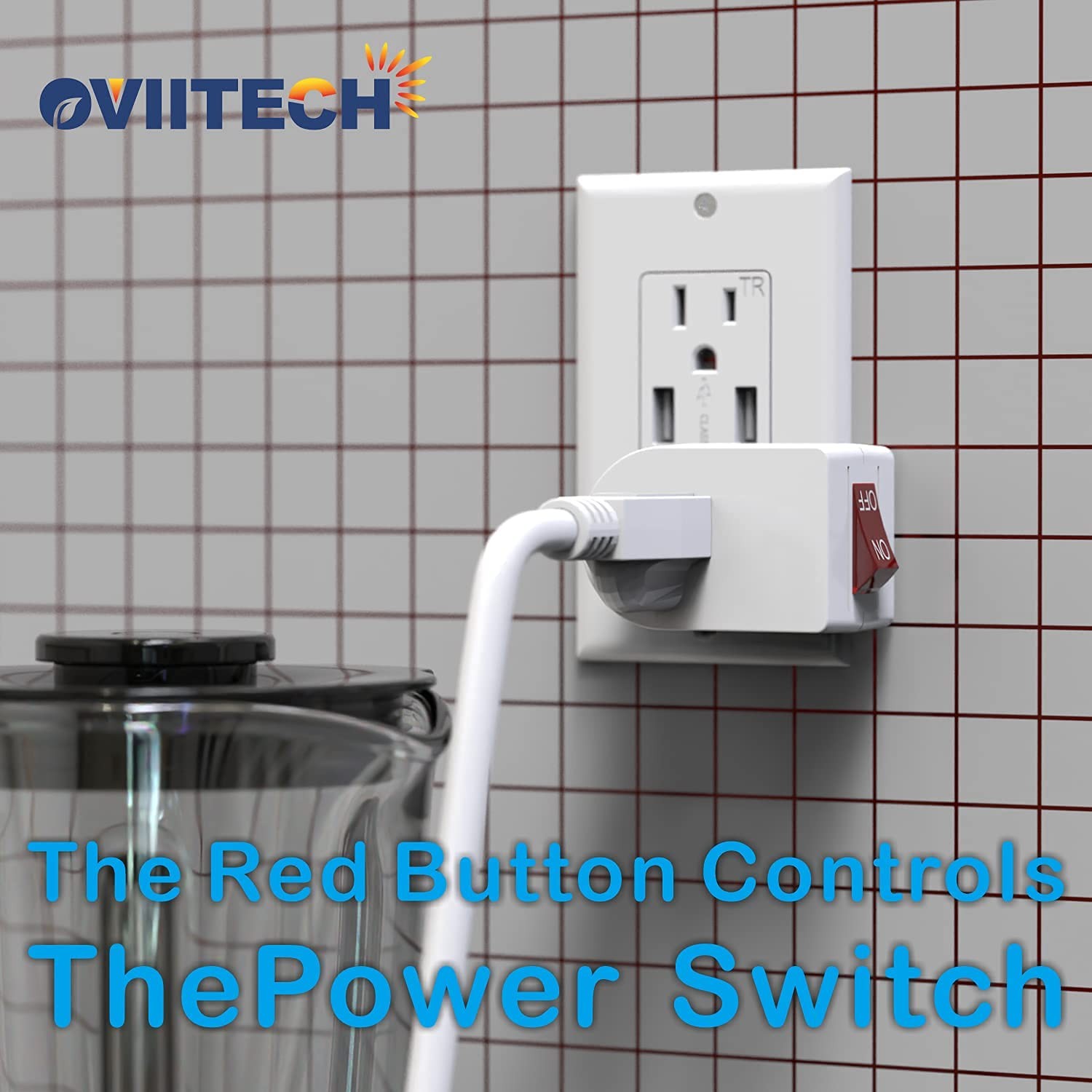 Oviitech 2 Pack Grounded Outlet Wall Tap Adapter with On/Off Power Switch，Sin…