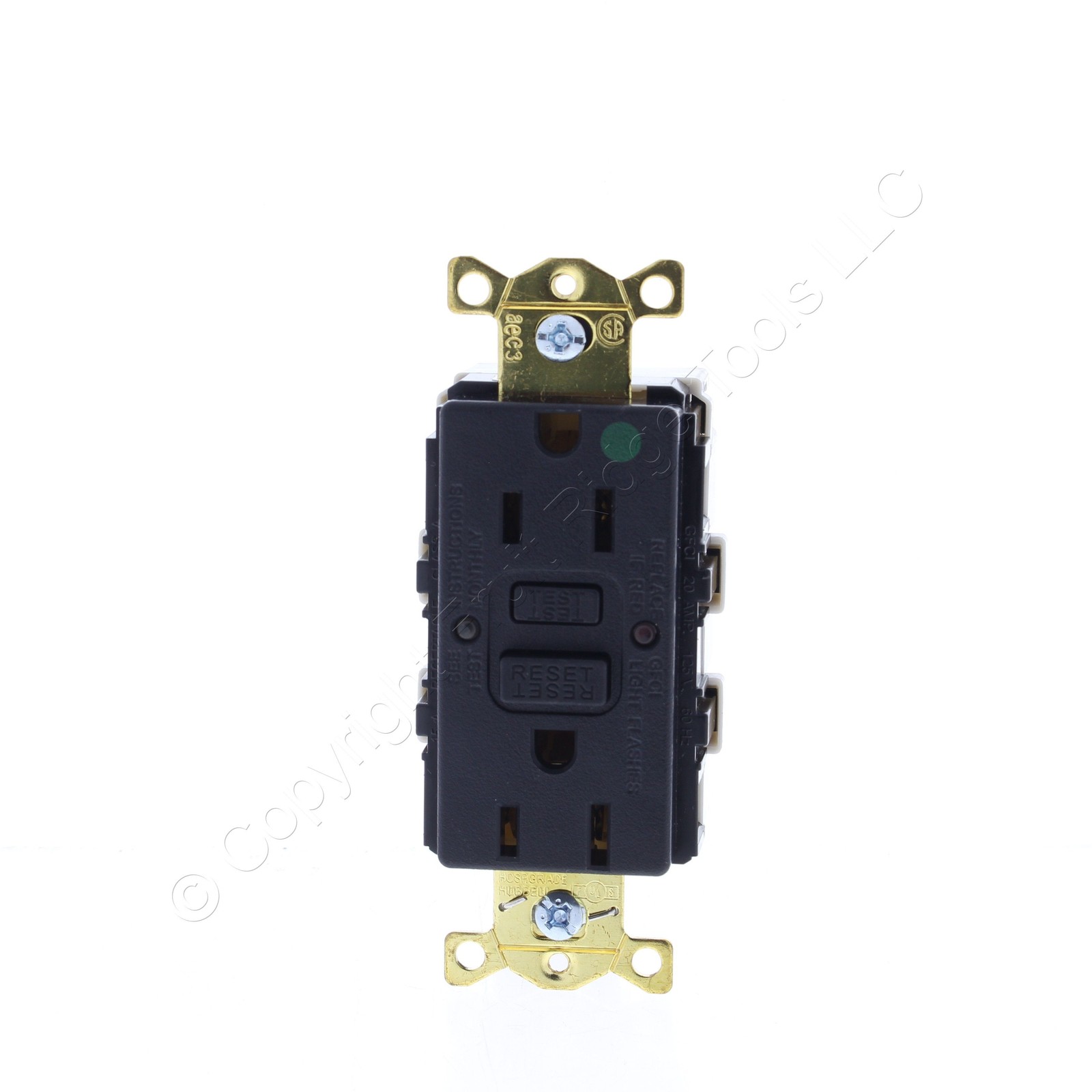 Hubbell 15A SnapConnect Black Self-Test Hospital Gfci Receptacle GFRST82SNAPBK
