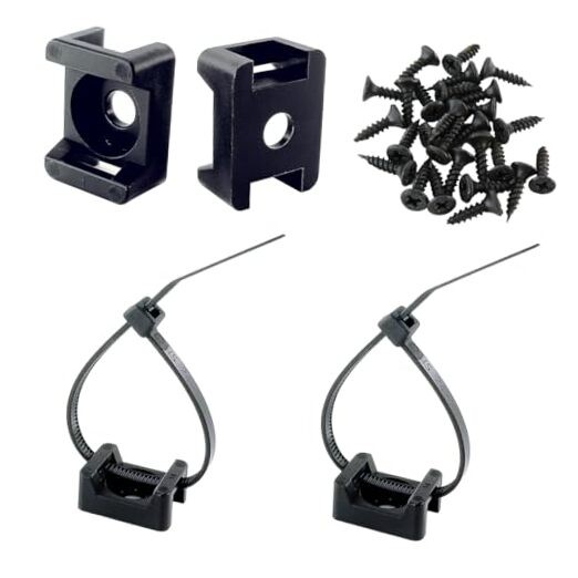 Saddle Type Cable Zip Tie Mounts Base Kit with Screw Hole, 6 Inch Strong