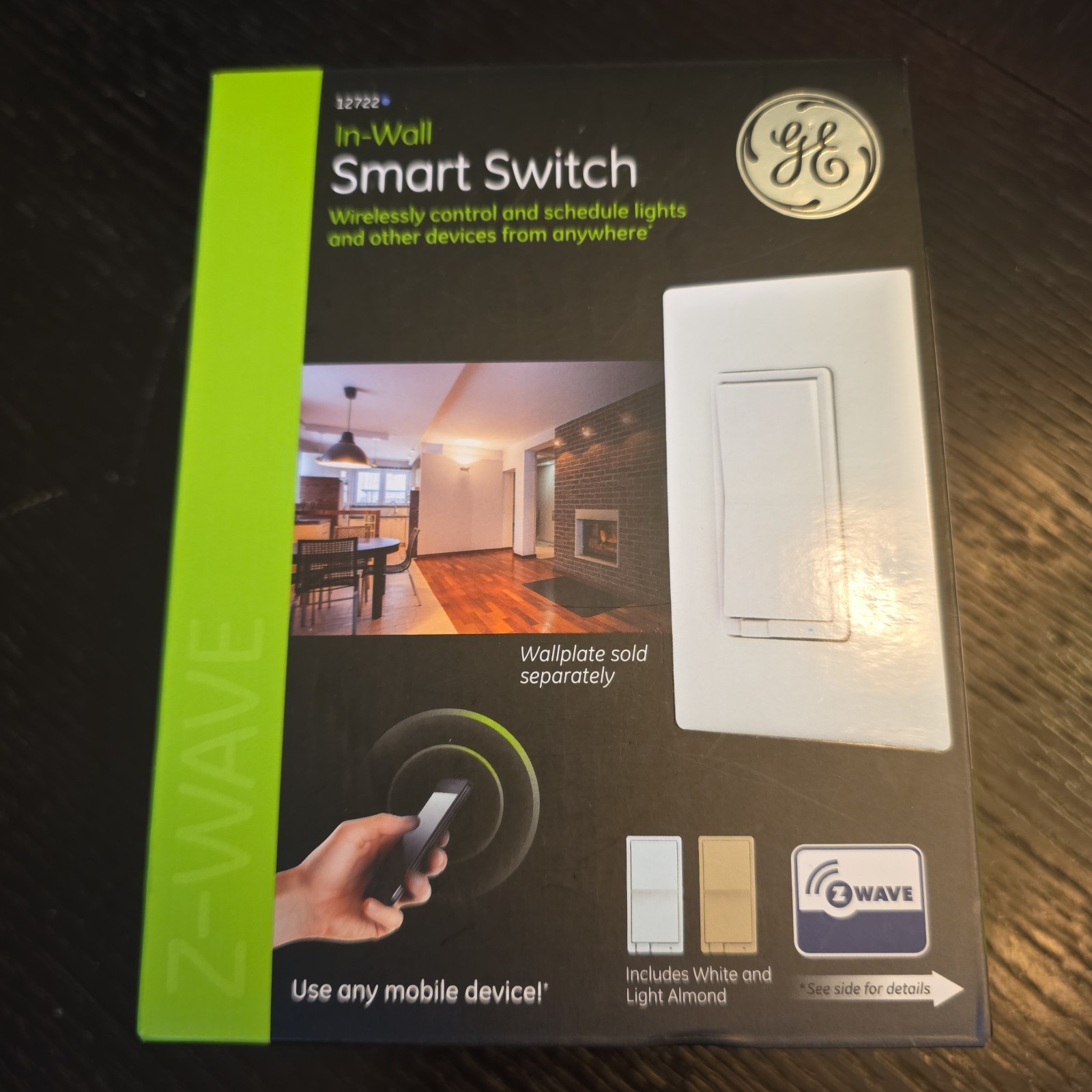 GE Z-Wave In-Wall Smart Switch Model 12722 White & Light Almond Fan Pump Light