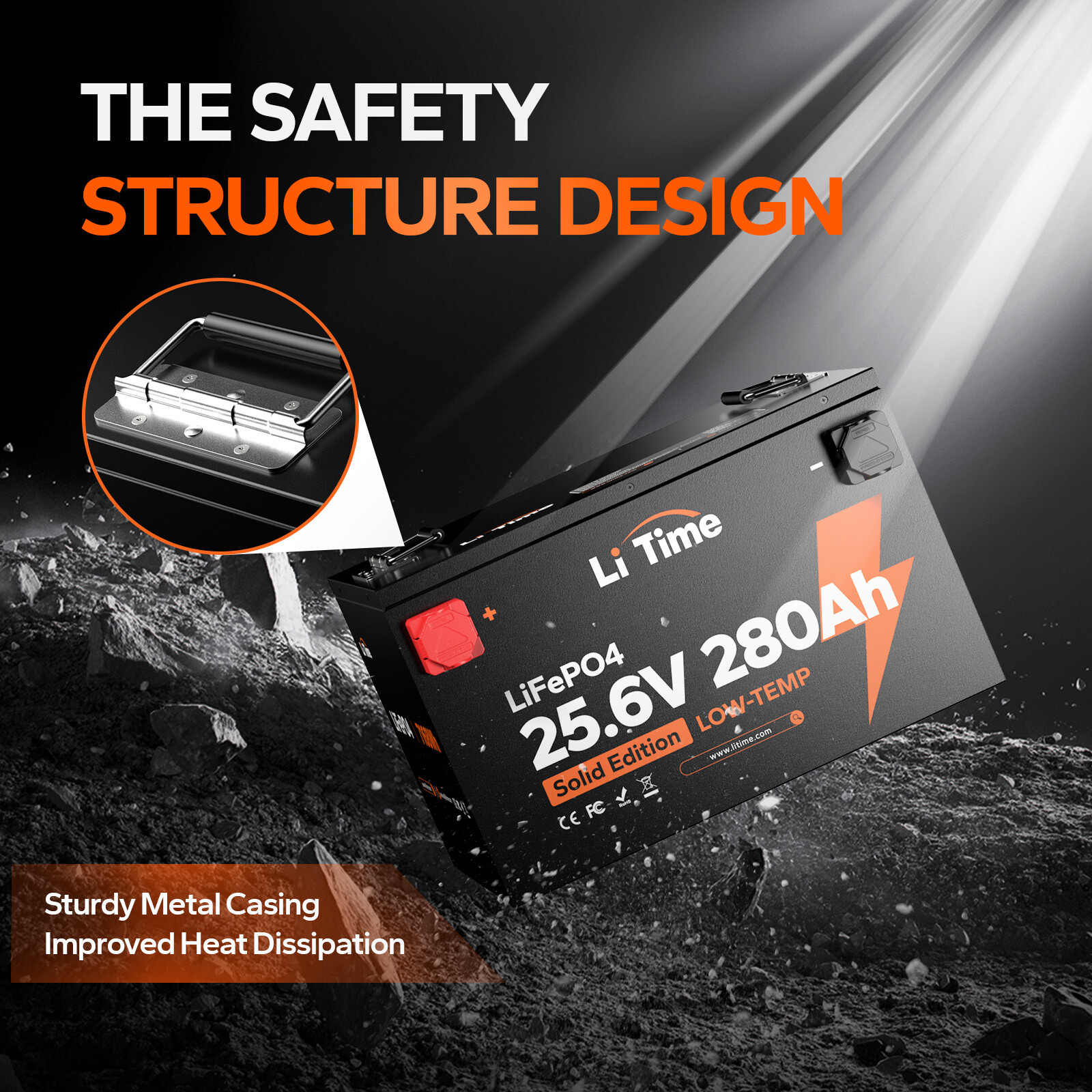 LiTime 24V 280Ah Deep Cycle LiFePO4 Lithium Battery 7168Wh Off-grid Home Backup