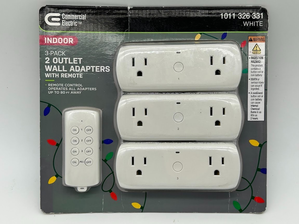 Lot of 2 Commercial Electric Wireless Indoor Remote Control AC/DC Adapter, White