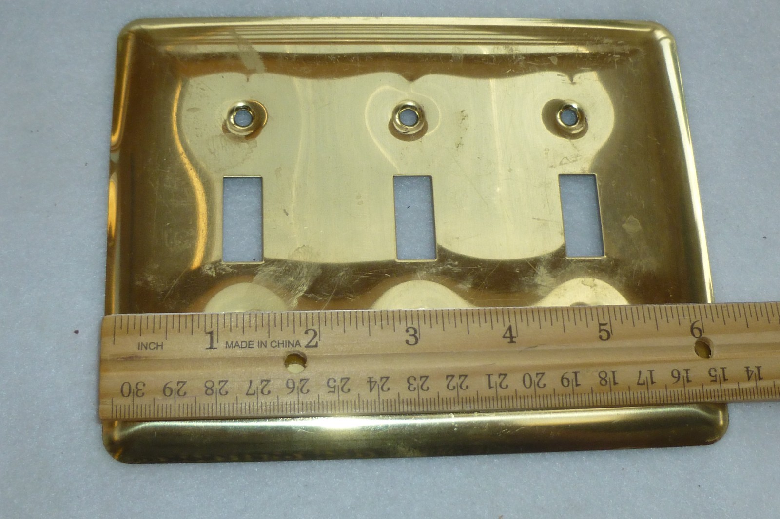3 place Light Switch Wall Plate Cover Brass Finish Unbranded no screws