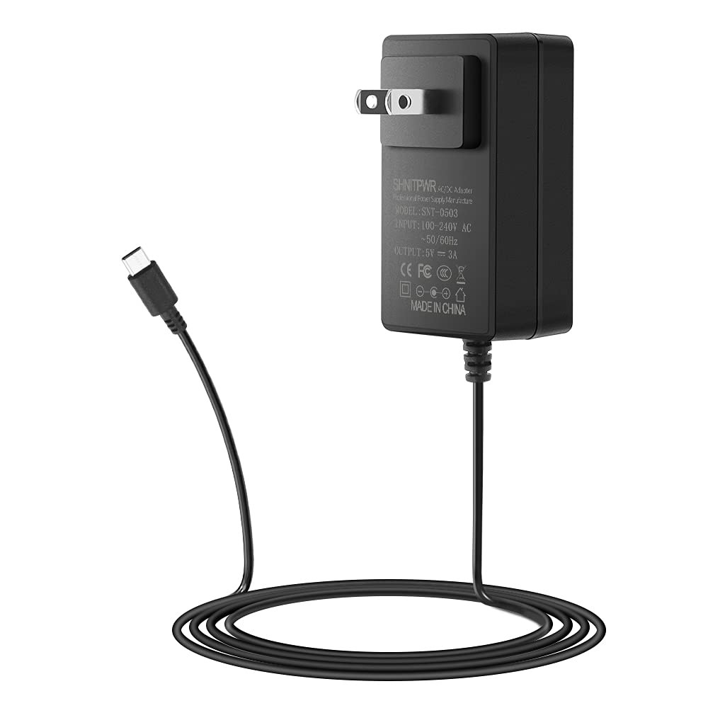 SHNITPWR 5V 3A USB C Power Supply Adapter for Raspberry Pi 4 C, Black