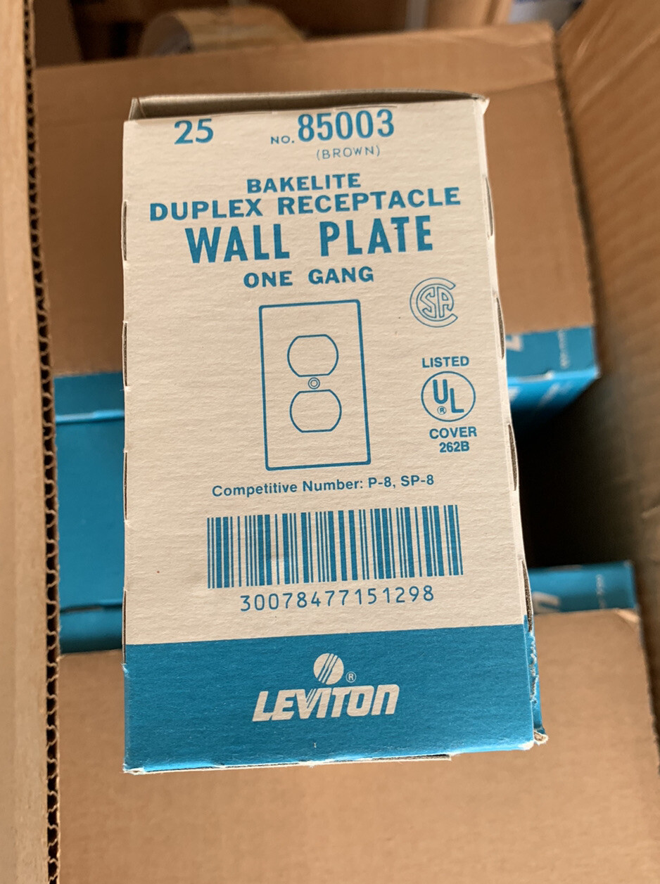 Leviton 85003, Case of 250, 1 gang Duplex Cover, Brown, Ea Case Has 10 Boxes 25