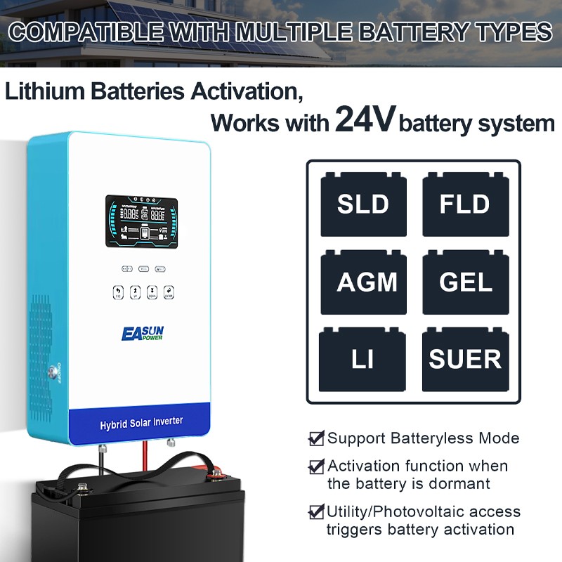 Easun 4KW 4000W Hybrid Solar Inverter 24V 120V/240V MPPT 140A Parallel Wifi BMS