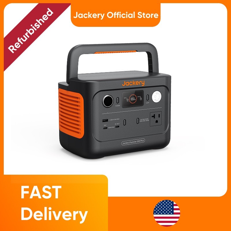 Jackery Refurbished Explorer 300 Plus Portable Power Station, 288Wh Battery