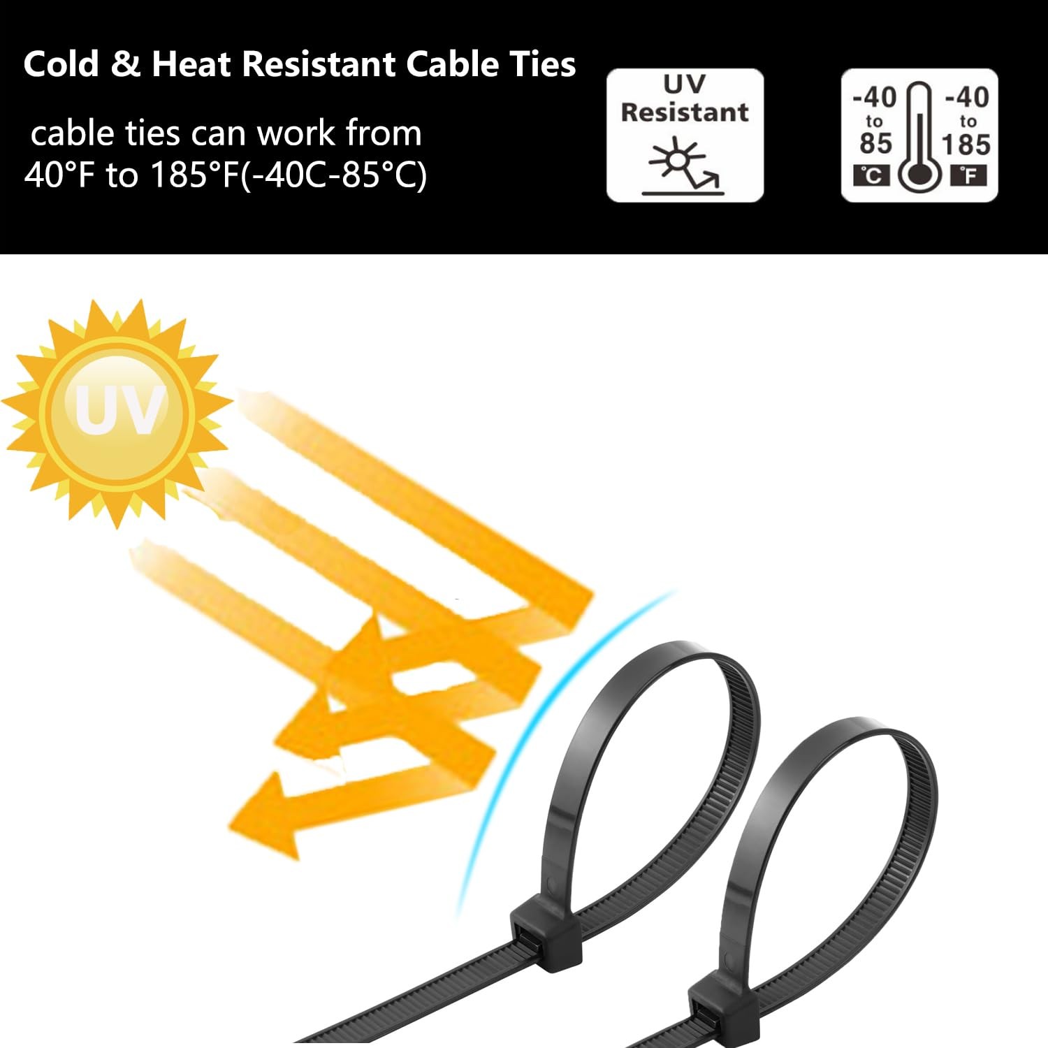 MasiStranth 2000 PCS Zip Ties Assorted Sizes 4+6+8+10+12 inch(2000pcs), Black