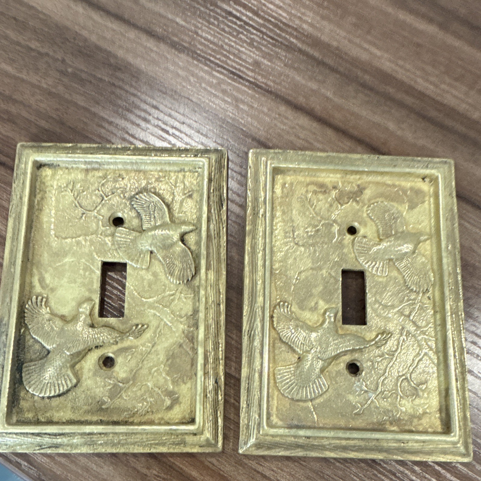 2 Keeler Brass Co. N13080 Brass Birds Decorative Light Switch Plates
