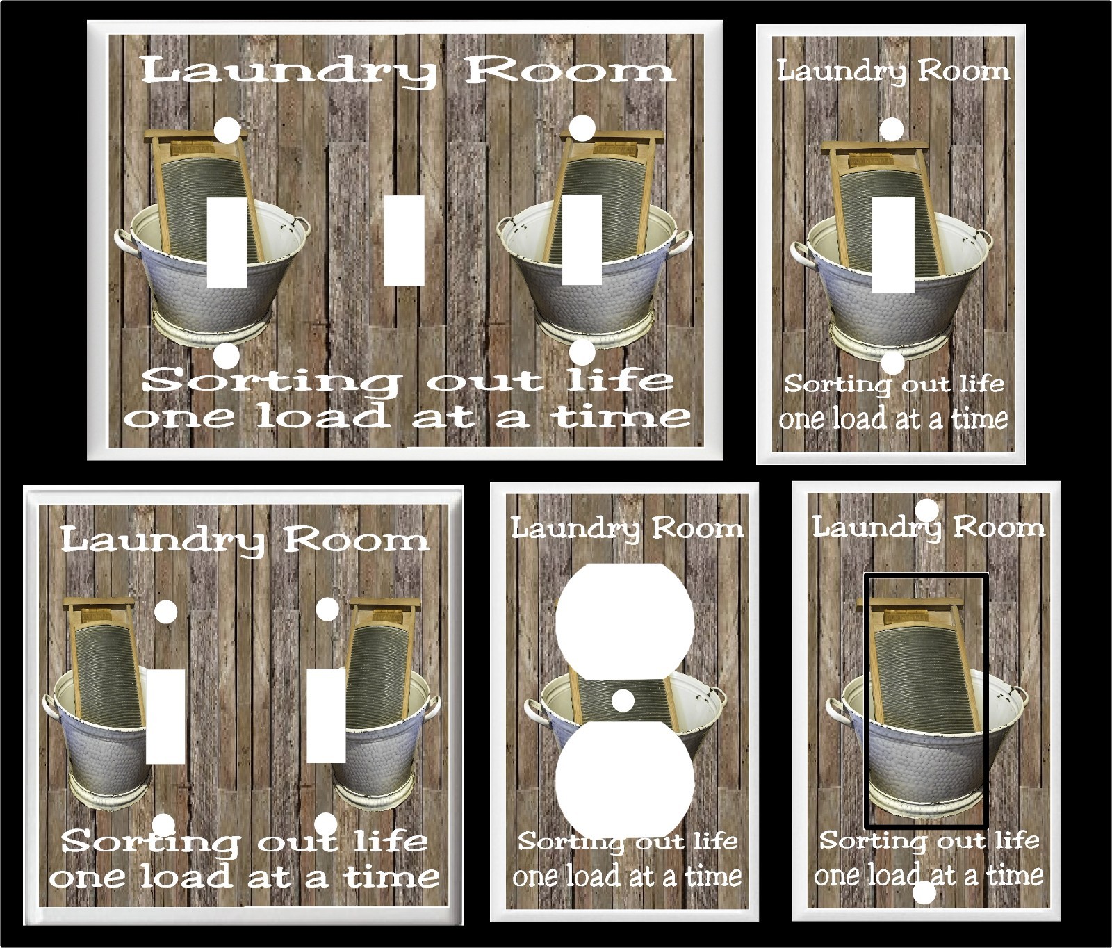 LAUNDRY ROOM SORTING OUT LIFE WASH BOARD TUB RUSTIC LIGHT SWITCH COVER PLATE