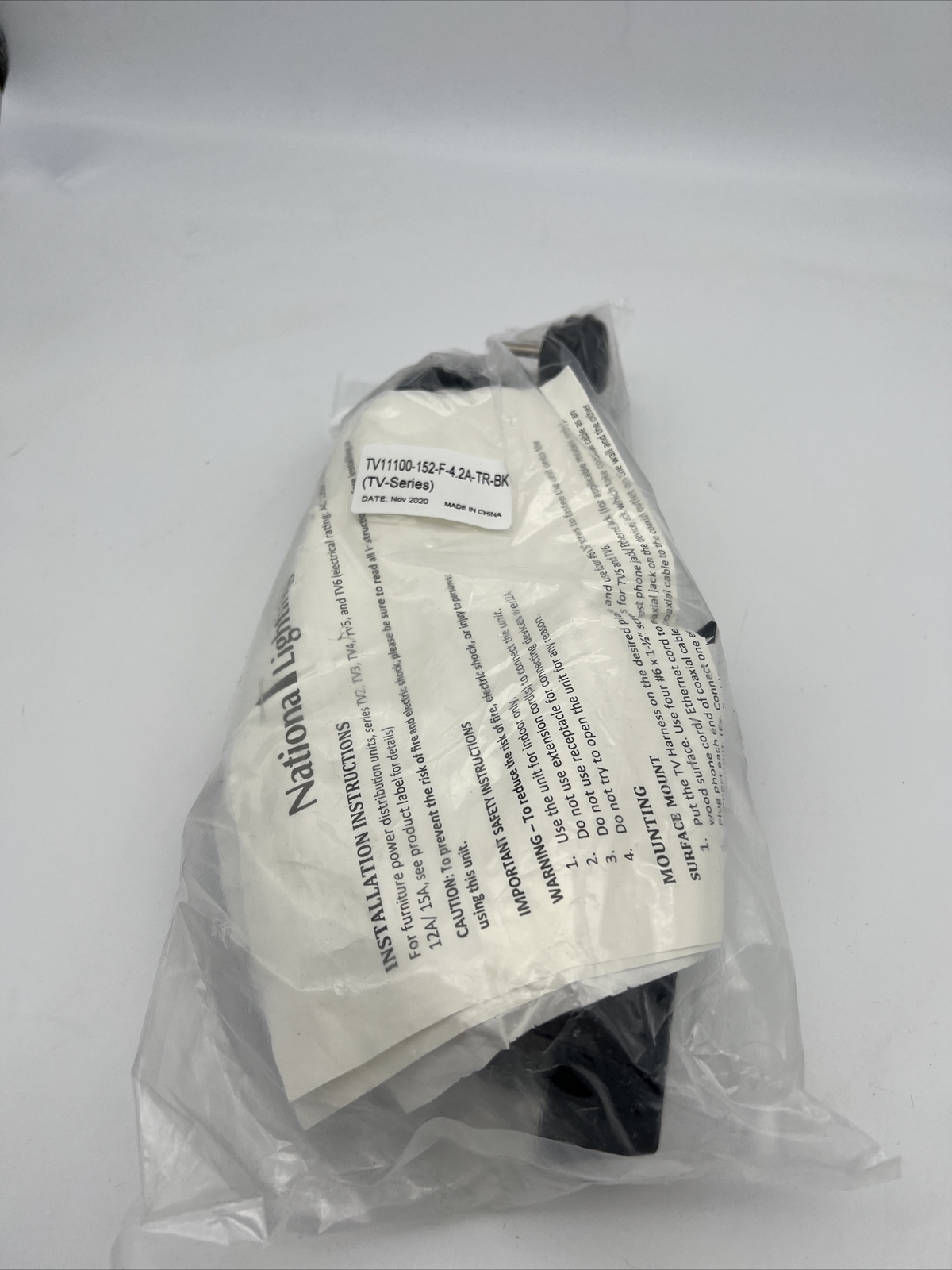 NATIONAL LIGHTING TV11100-152-F-4.2A-TR-BK TV Series With 2 USB ports