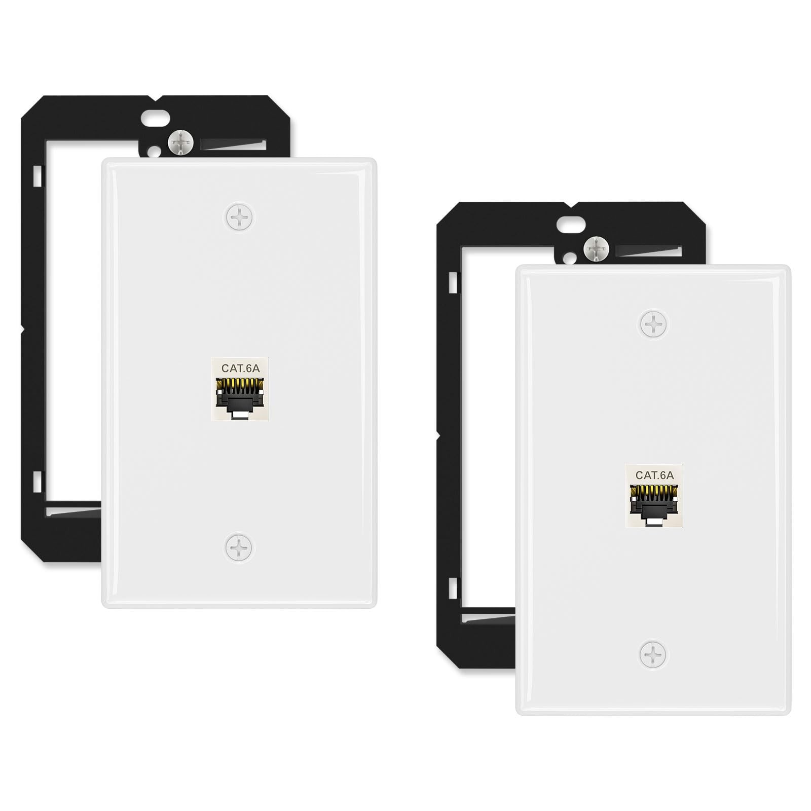 2 Pack 10Gbps Ethernet Wall Plate Cat6A 1 Port Shielded Coupler Bracket