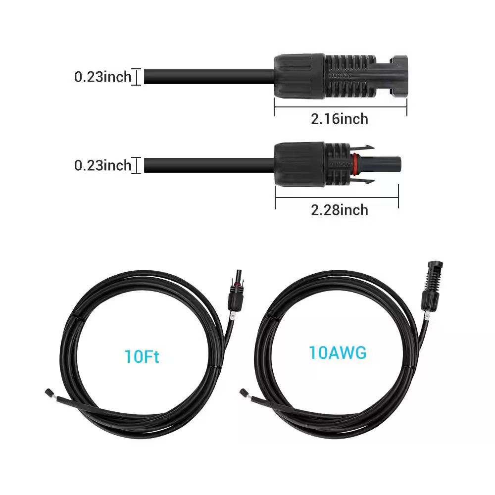 10 Ft. 10 AWG Solar Panel and Charge Controller Connector Adaptor Kit Cables