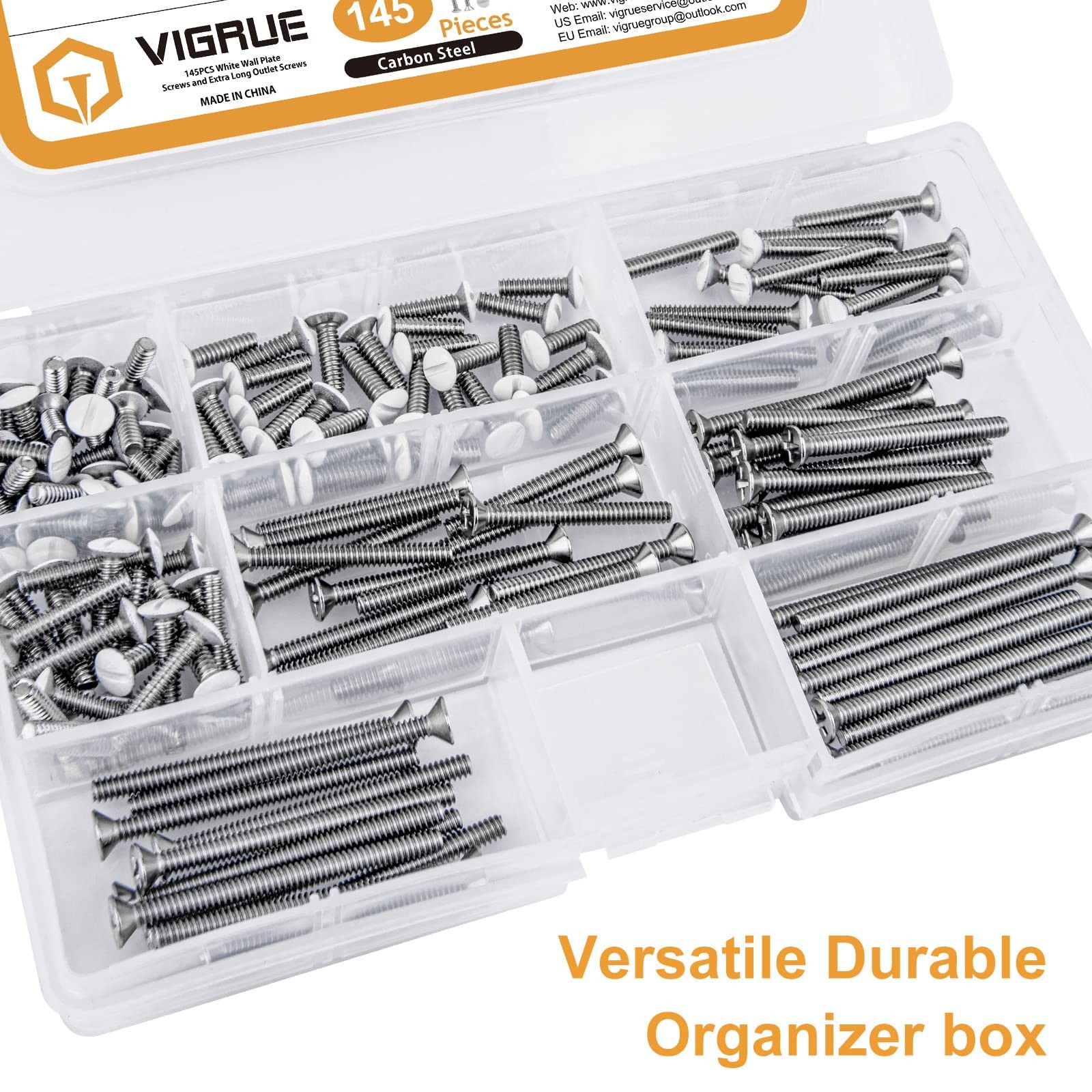 145PCS Extra Long Outlet Screws – White Machine Screws for Wall Plate & Devic…