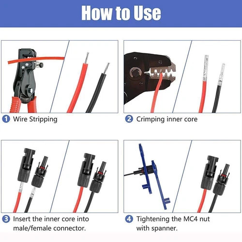10-Set Solar Panel Connector Kit – Waterproof IP67 PV Cable Connectors