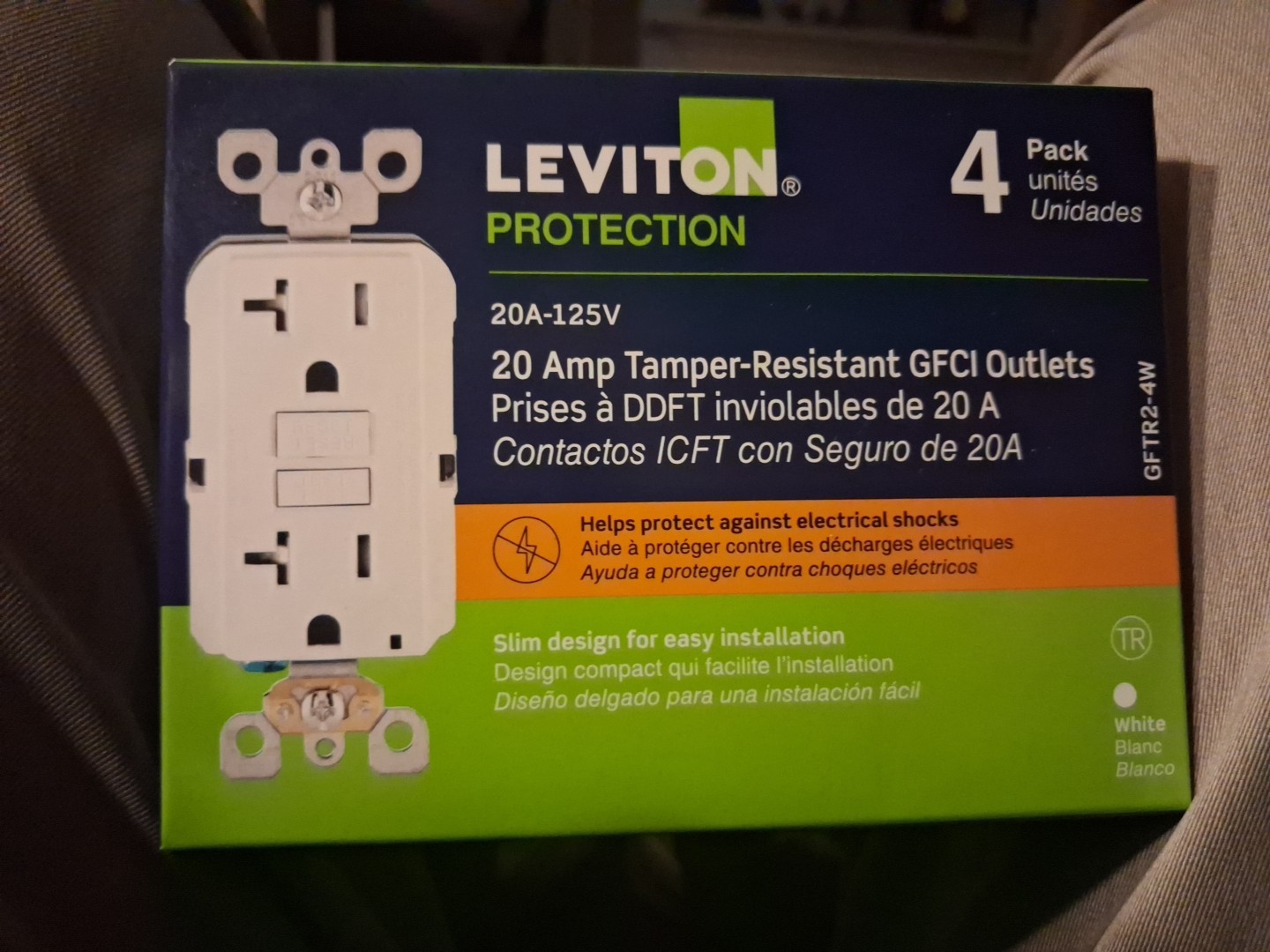 Leviton GFTR2-4W GFCI Tamper Resistant Outlet White 4 Pack