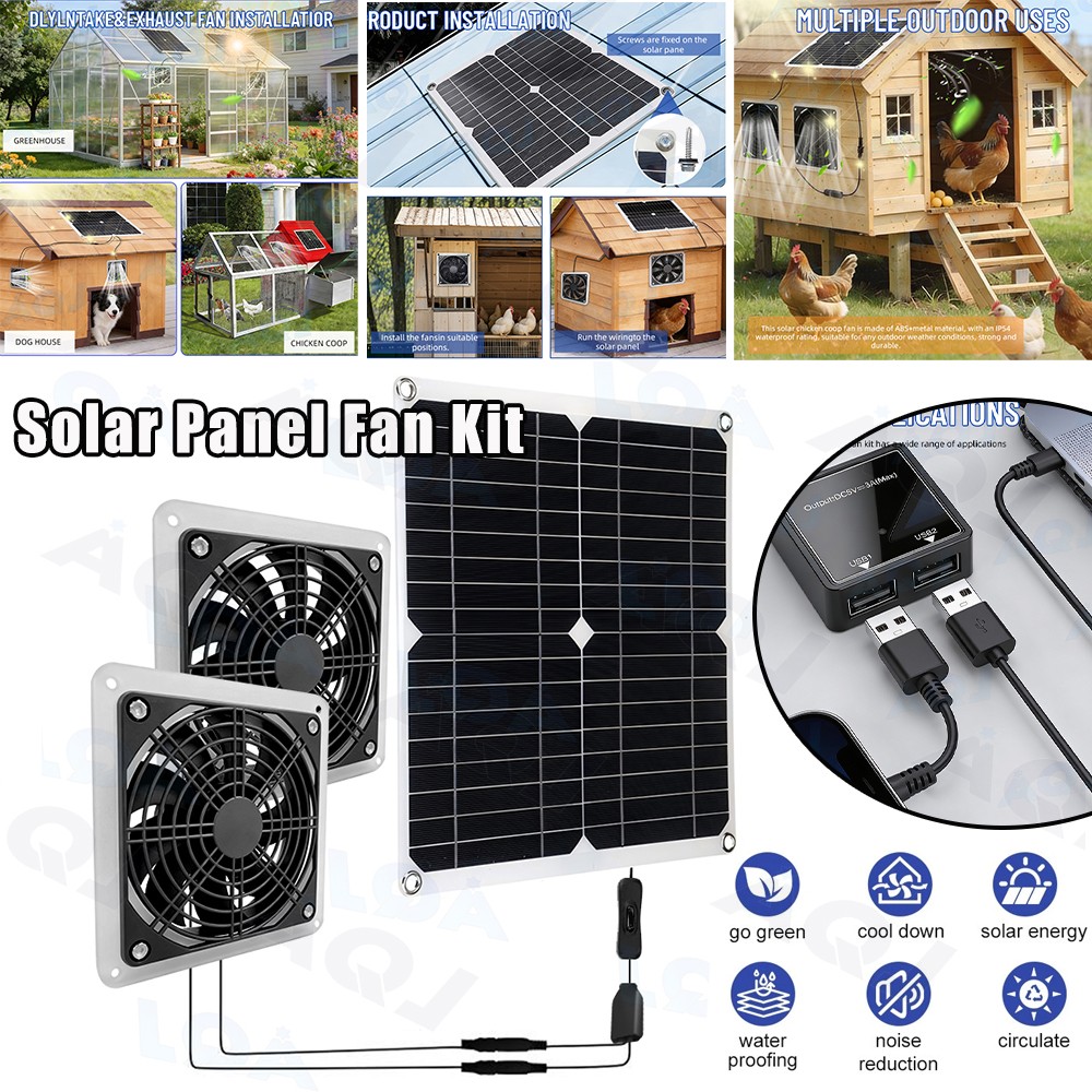 Solar Powered Ventilation Fan Kit 30W 18V Solar Exhaust Fan W/ Panel Greenhouse