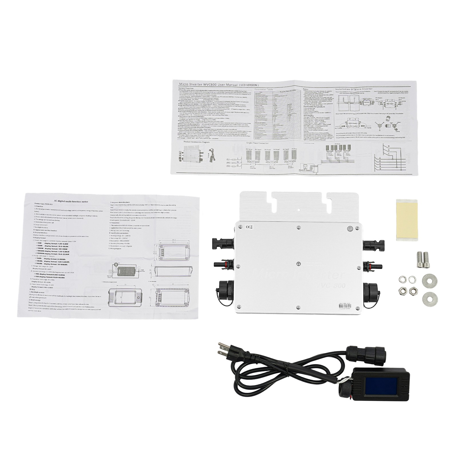Solar Power Inverter 800W Solar Power Inverter with LCD Display 32A 22-50V DC AC
