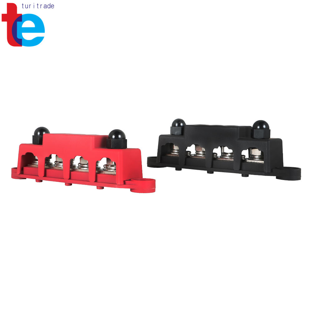 4 Post Bus Bar Power Distribution Block 12V 250A 5/16″ , 3/8” Black & Red
