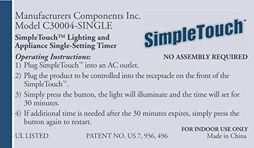 Simple Touch the Original Auto Shut-Off Safety Countdown Outlet Timer, 30 Minute