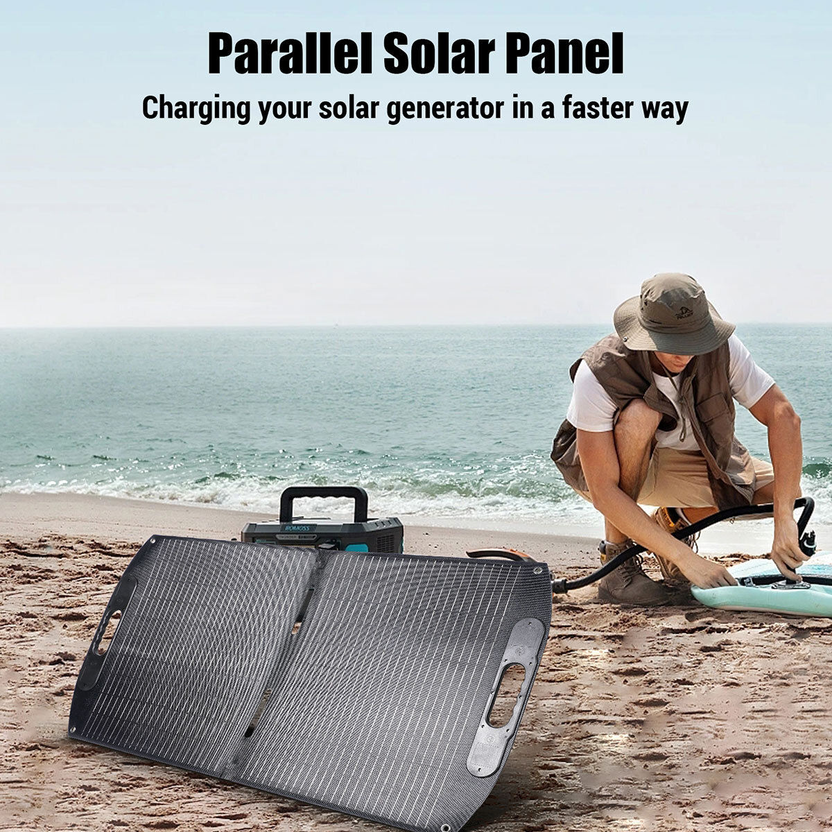 100W Portable Foldable Solar Panel For Generator Power Station Camping Boat RV