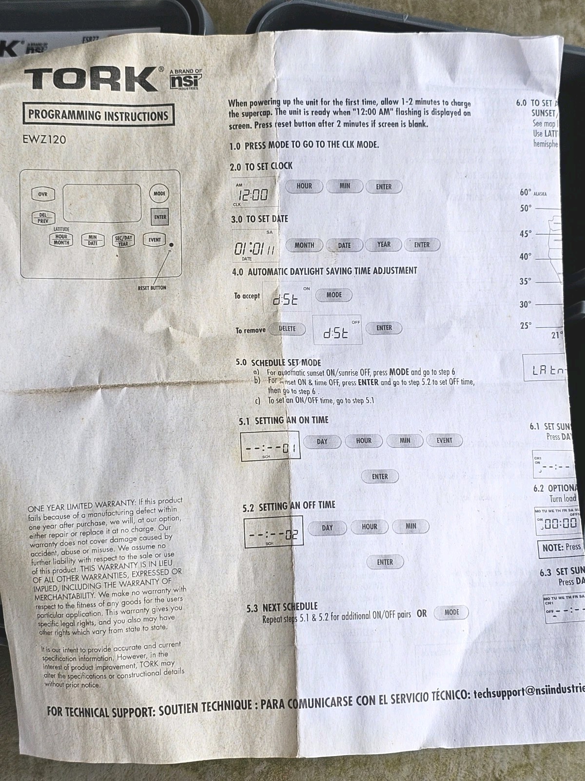 Tork EWZ120 Digital Time Switch Voltage Rating 120–277 VAC 50/60Hz READ
